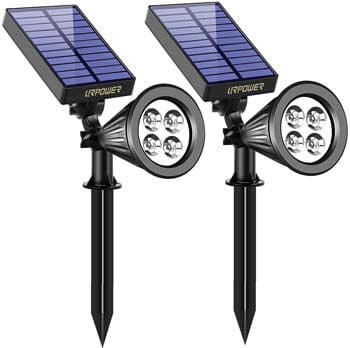 5: URPOWER Solar Lights, 2-in-1 Waterproof 4 LED Solar Spotlight