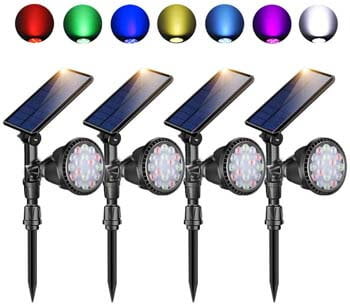 8: Outdoor Solar Spot Lights, Super Bright 18 LED Security Lamps Waterproof Spotlight