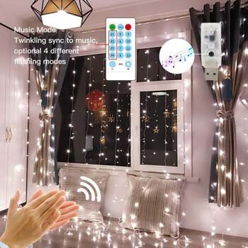 2: String Lights Curtain, USB Powered Fairy Curtain Lights