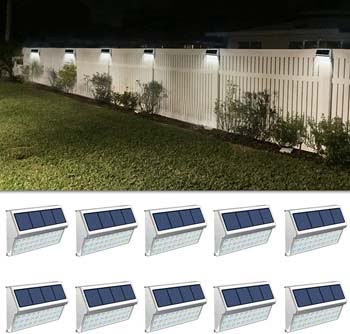 7: ROSHWEY Solar Deck Lights Outdoor 30 LED Stainless Steel Step Lamps