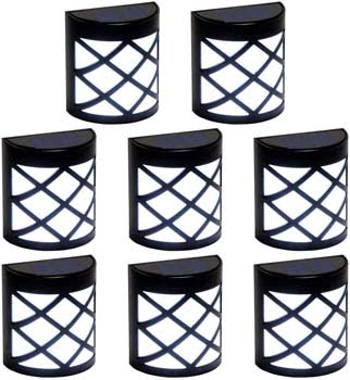 4: GIGALUMI 8 Pack Solar Fence Lights, 6 LED Solar Deck Lights