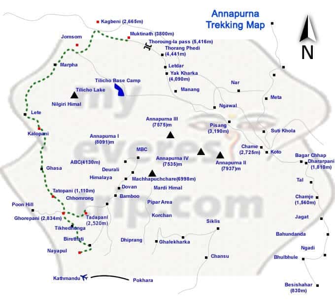 Annapurna trekking map image