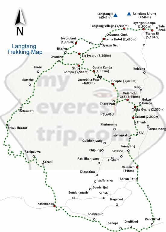 Langtang trekking map