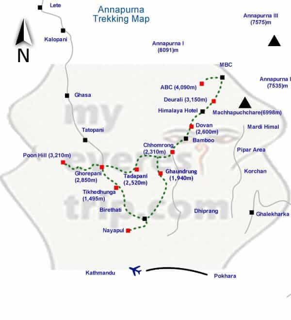 Annapurna trek map
