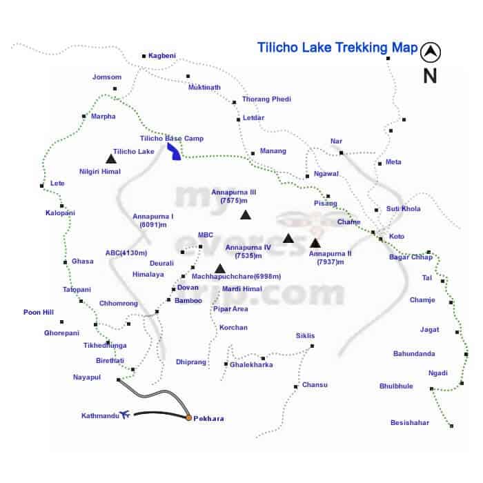 tilicho lake trek map