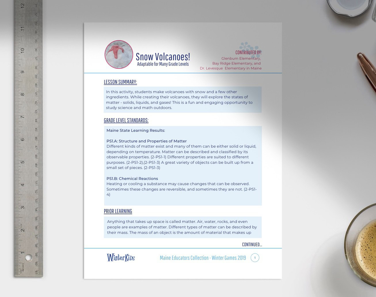 Snow Volcanoes Printable Lesson Plan Preview
