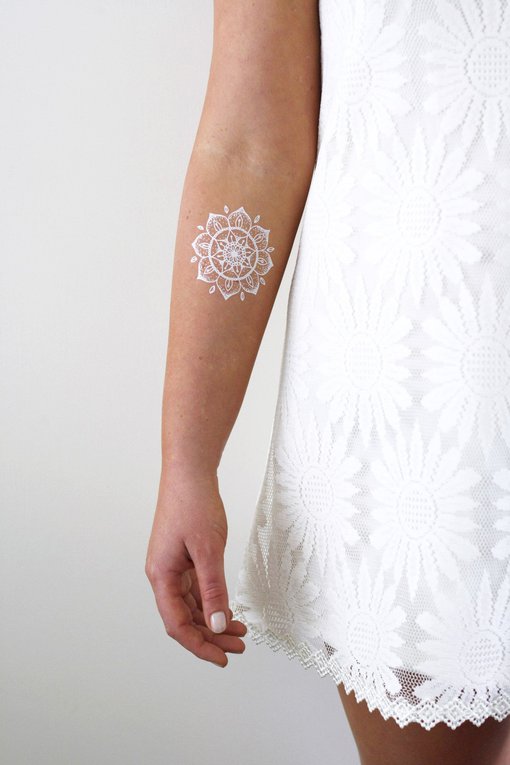 White mandala temporary tattoo