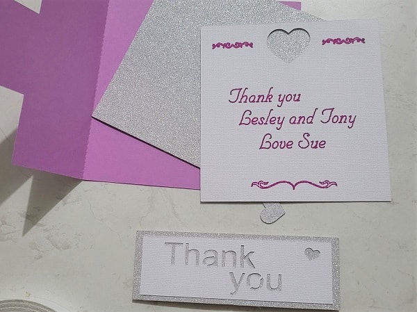 T-Shaped thank you card being constructed
