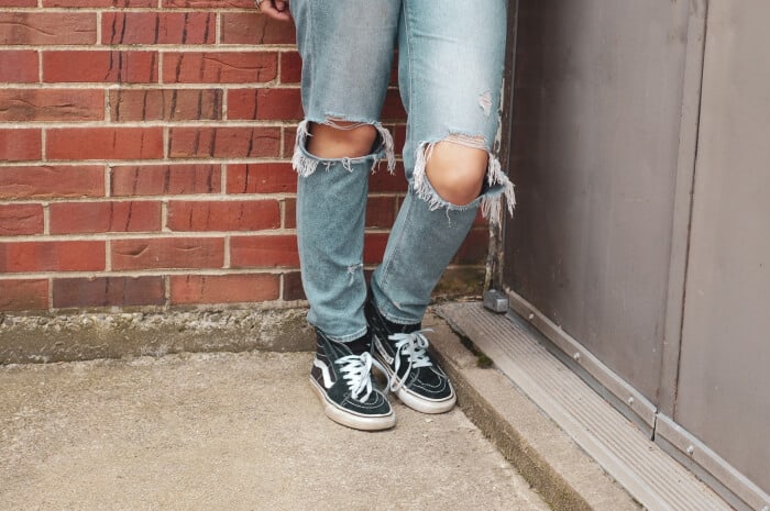 rip jeans at the knee
