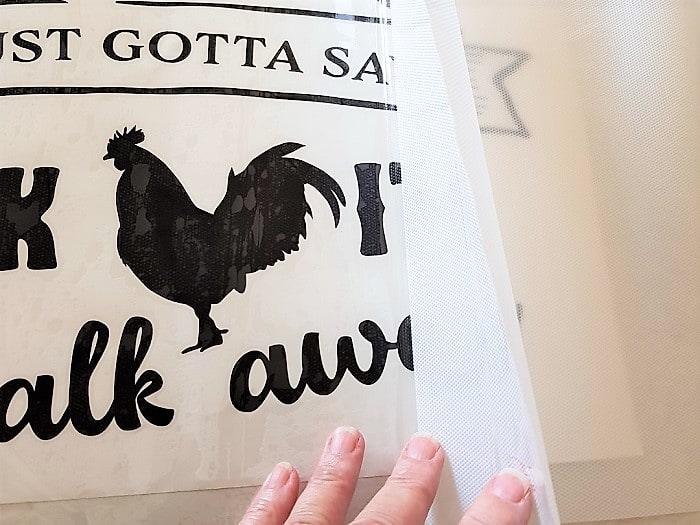 SVG design of chook weeded and on transfer paper