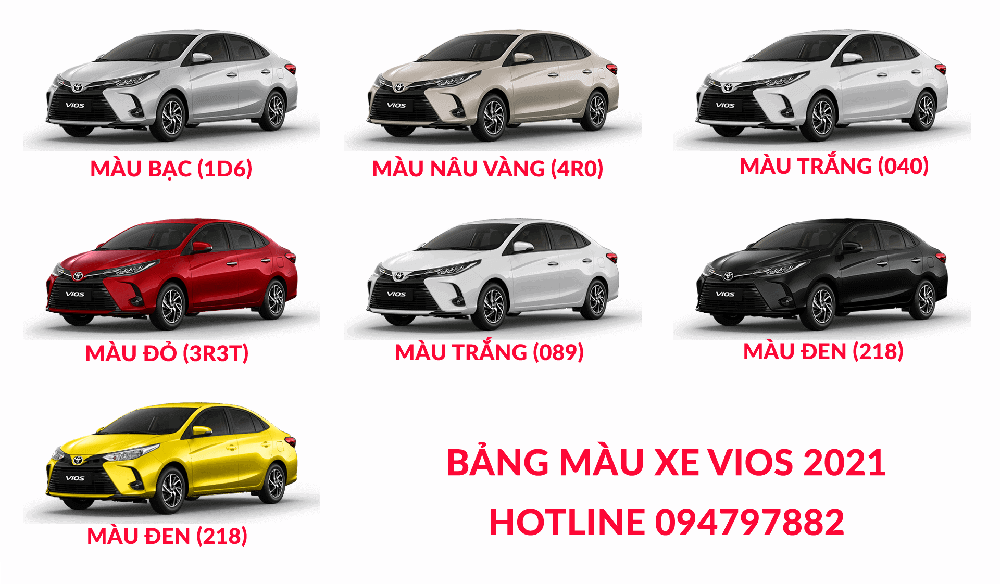 Bảng Màu xe Vios 2021