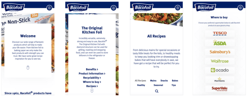 Bacofoil mobile website