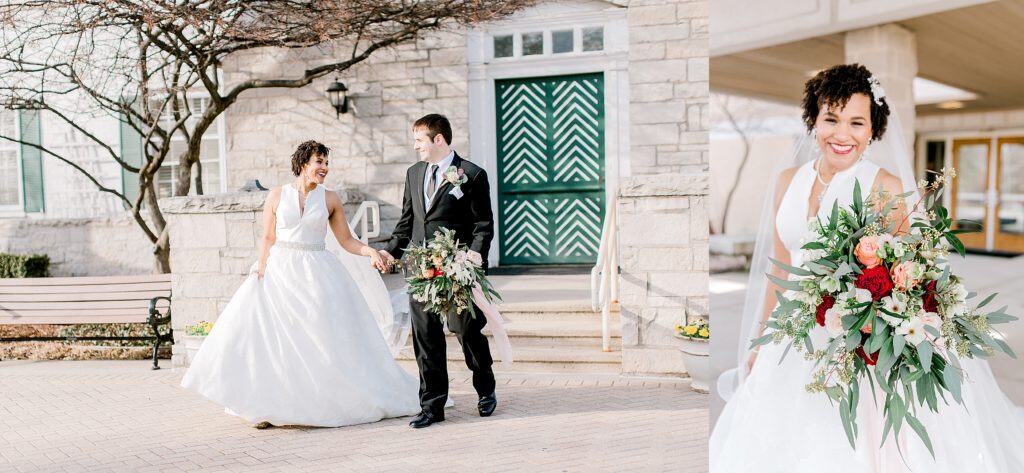 wedding pictures of bride and groom walking by chicago photographer