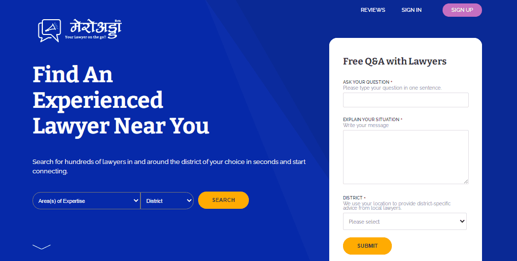 MeroAdda website landing page