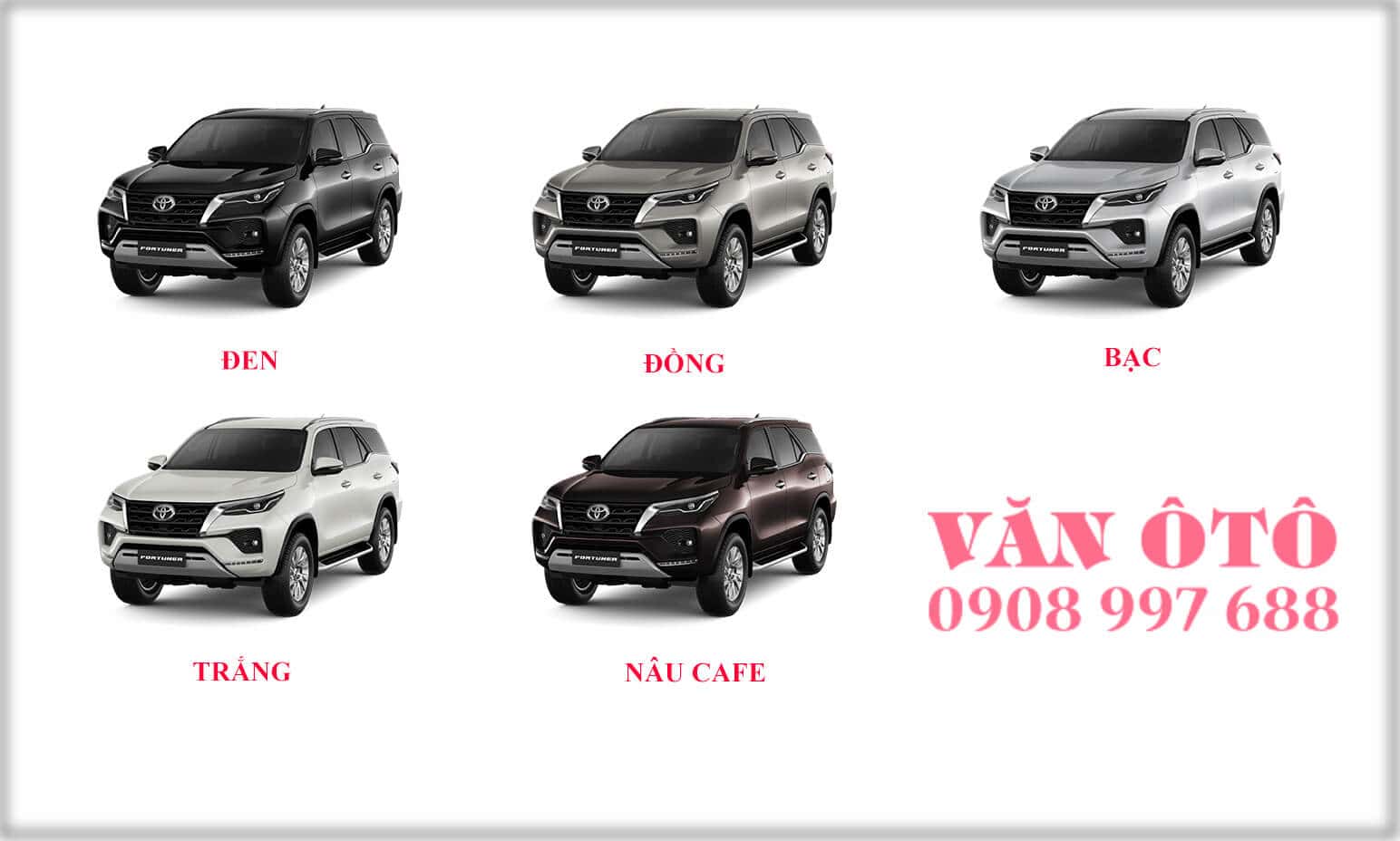 Bảng Màu xe Fortuner 2020