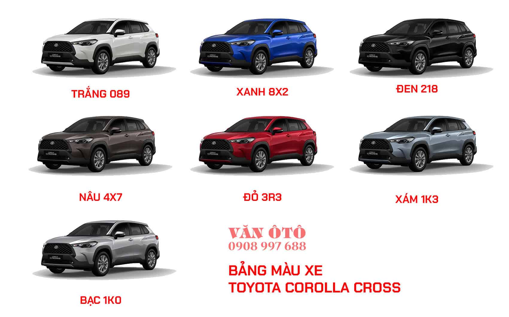 Bảng màu xe Corolla Cross 2021