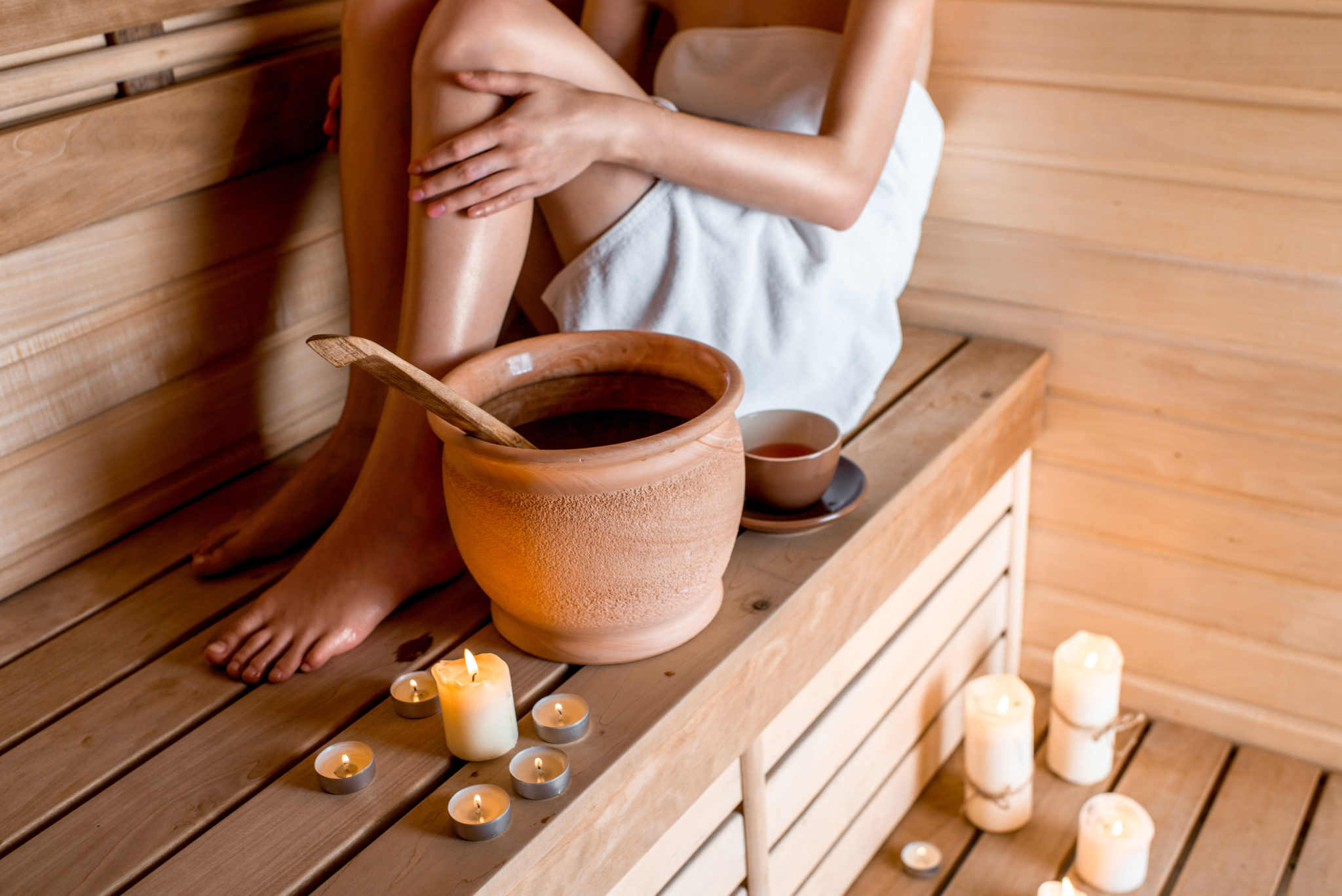 Woman in sauna