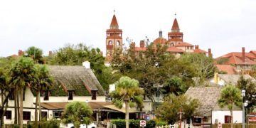 St. Augustine's skyline includes colonial roofs and gilded-age spanish-style towers.