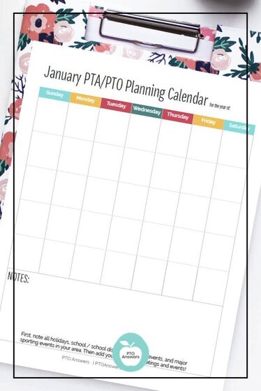 How to put together a PTO planning calendar to keep your PTO organized and on track. Plan out your entire year to work towards your PTA's goals for a successful year! #ptoanswers #pto #pta #planning