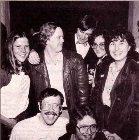 Rony Sebok, Burrell Smith, Steve Jobs, Joanna Hoffman and Hasmig Seropian; kneeling is Bill Atkinson and Andy Hertzfeld Rony Sebok, Burrell Smith, Steve Jobs, Joanna Hoffman and Hasmig Seropian; kneeling is Bill Atkinson and Andy Hertzfeld