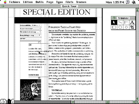 Screenshot of PageMaker 1.0 (french version) Screenshot of PageMaker 1.0 (french version)