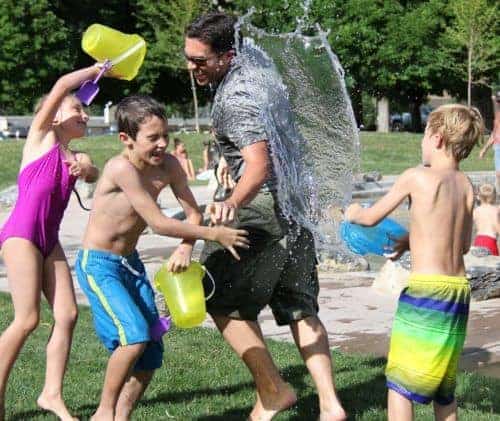 A water fight is a fun staycation activity