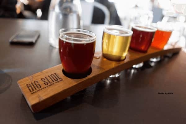 A flight of beers at the big slide brewery in lake placid