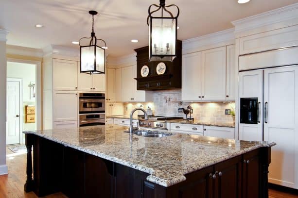 brown and cream kitchen cabinets