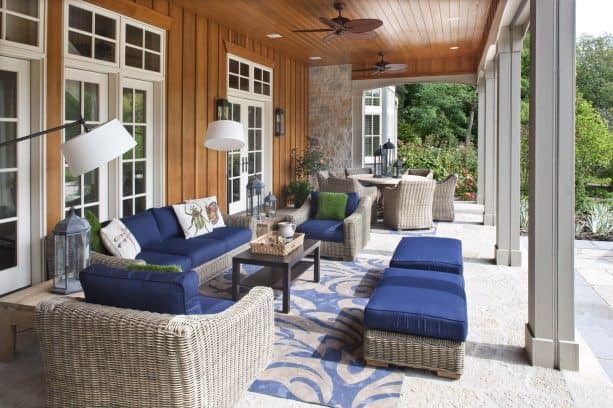 a country home porch with tongue and groove ceiling