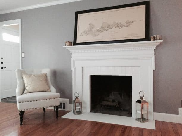 white-painted fireplace tile