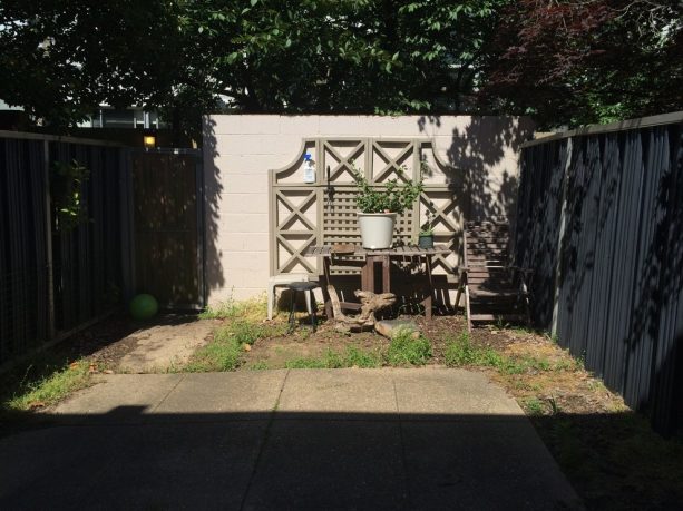 how the cinder block garden wall looked like before the makeover