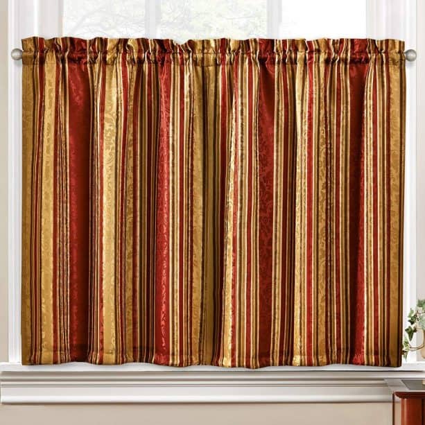 Waverly crimson traditions kitchen curtain set
