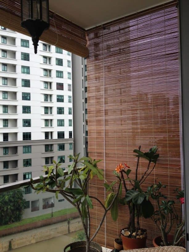 bamboo blinds in an apartment's porch