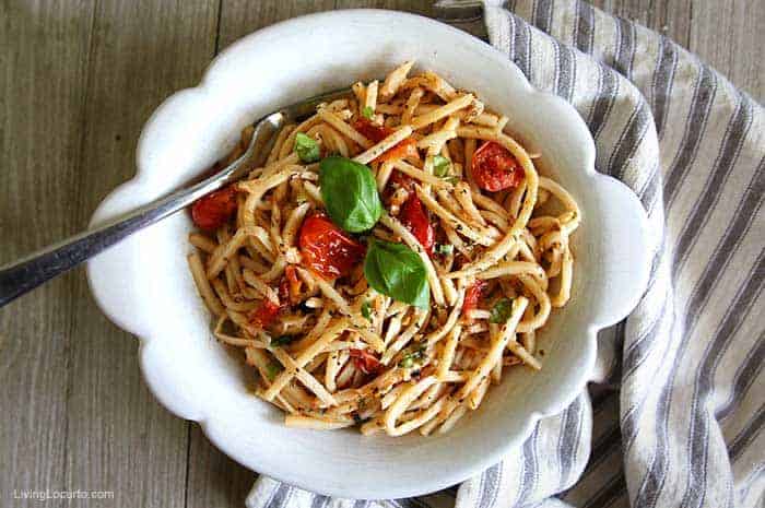 Olive Oil Hearts of Palm Pasta Recipe Palmini Linguine Lean and Green Recipe in Bowl