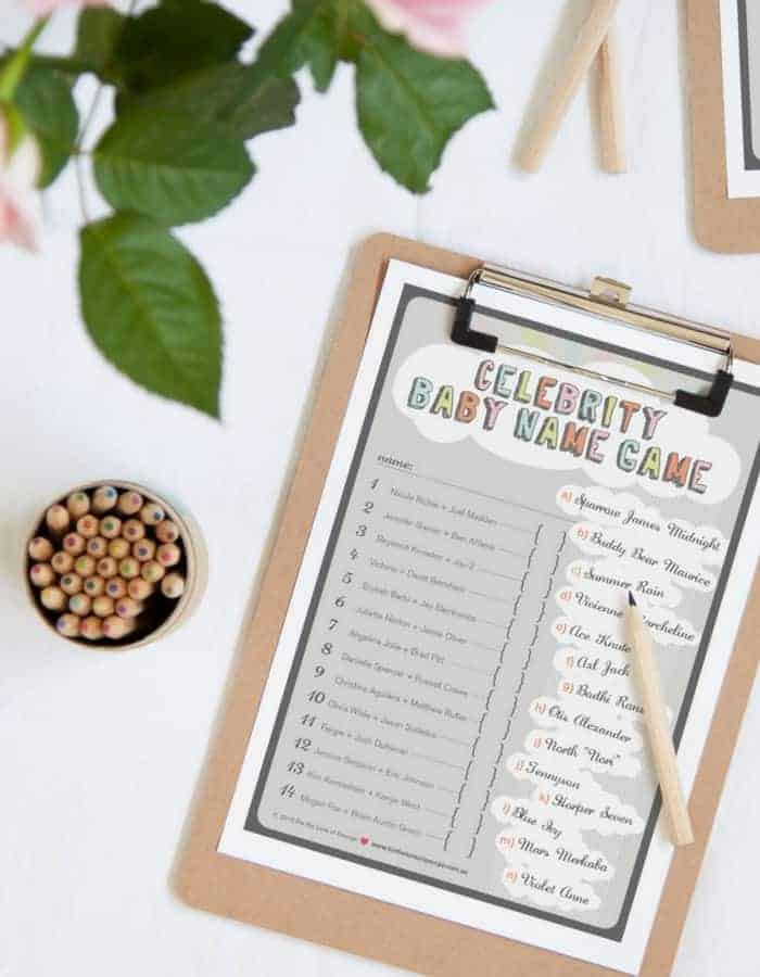 CELEBRITY BABY NAMES - Refreshing baby shower game ideas, printables and more so you can plan the best baby shower! Baby shower games for women, men and couples. CELEBRITY BABY NAMES - Refreshing baby shower game ideas, printables and more so you can plan the best baby shower! Baby shower games for women, men and couples.