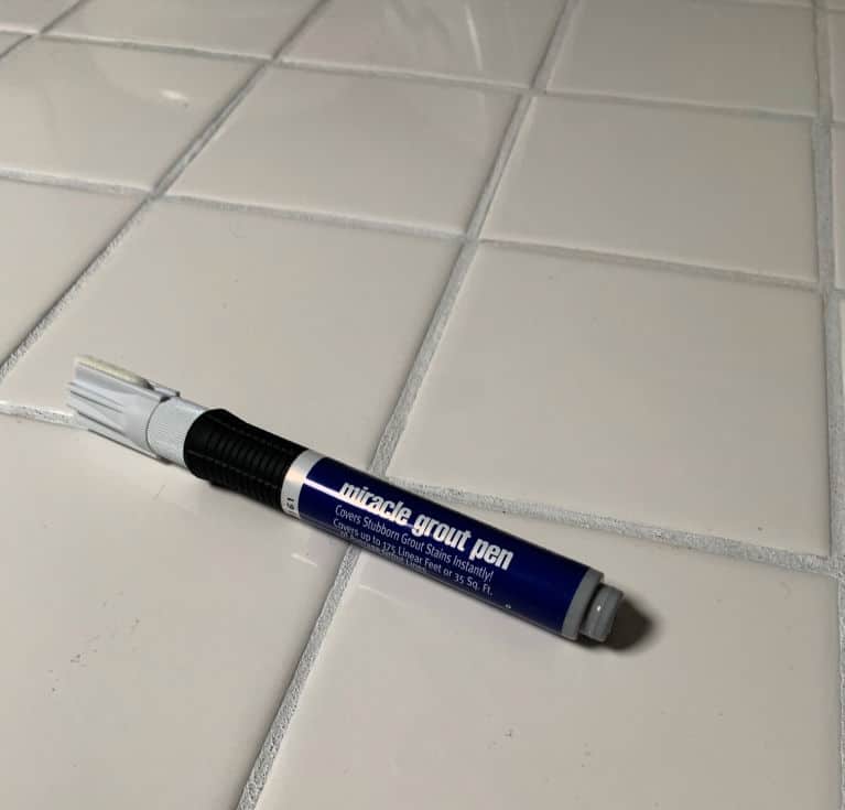 grout pen on tile counter. Use after the best homemade grout cleaner