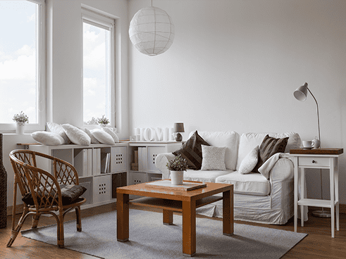 bright loft with wooden accents