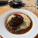 Filet Mignon ao molho roti e pimenta verde com Risoto de parmesão