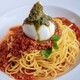 Spaguetti a bologuesa Burrata ao Pesto 