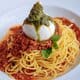 Spaguetti a bologuesa Burrata ao Pesto 