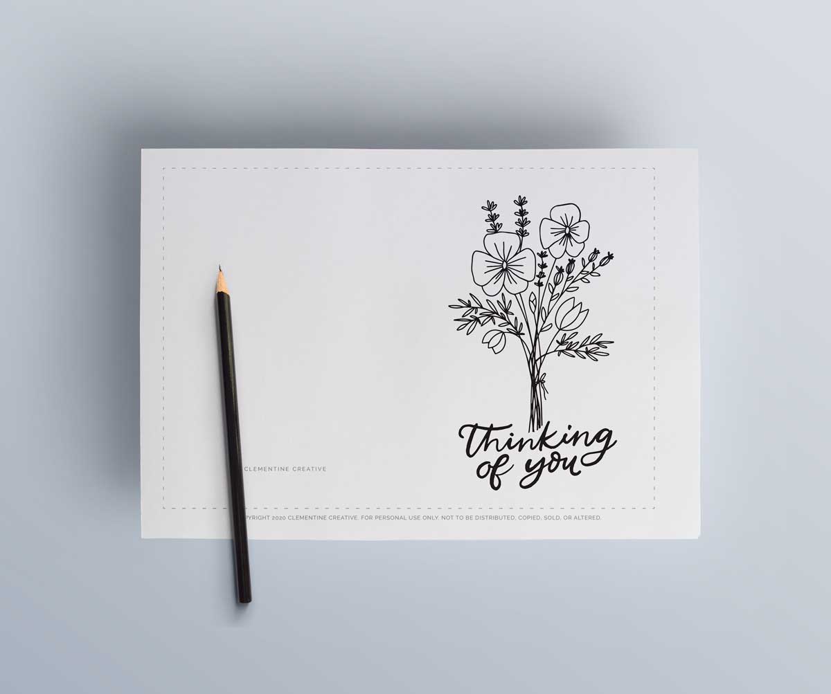 Printable Thinking Of You Cards Free Colouring Page