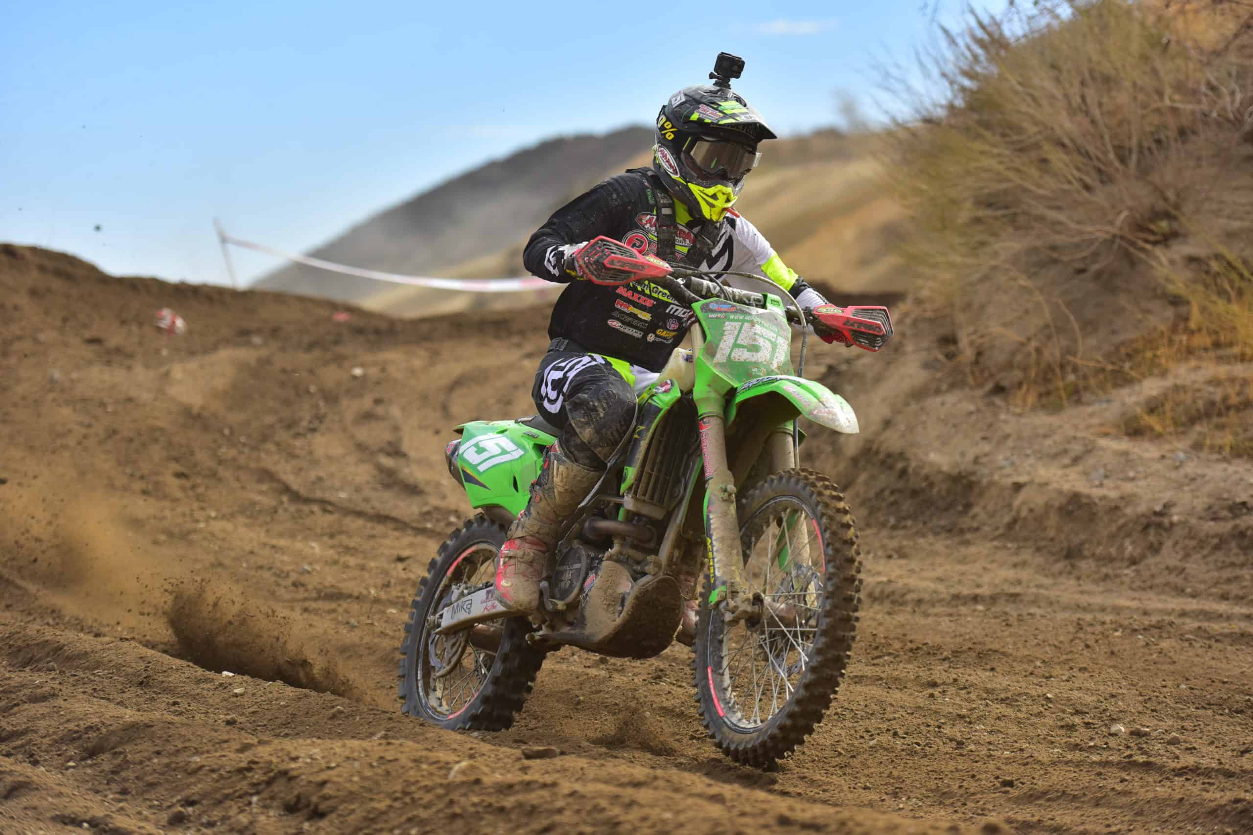 clay hengeveld riding his kx250 at the 2020 glen helen 2 ngpc race