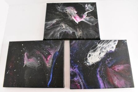 How To Paint A Galaxy Easily Using Acrylic Pouring Homebody Hall Acrylic galaxy pour painting with stars and a nebula easing fluid art techniques to create a beautiful nebula galaxy using iwata.