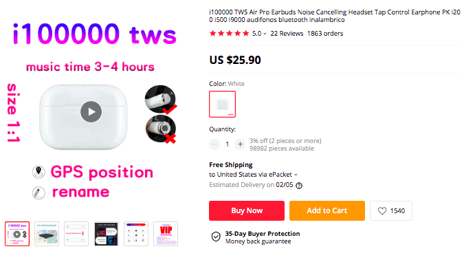 fake airpods pro noise cancelling