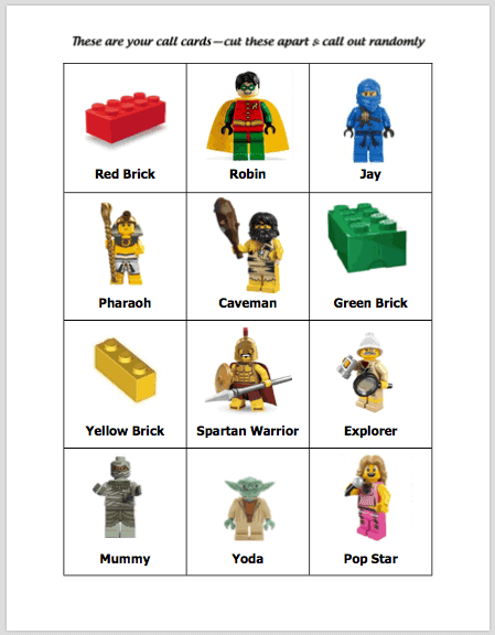 Lego Bingo Printable Free