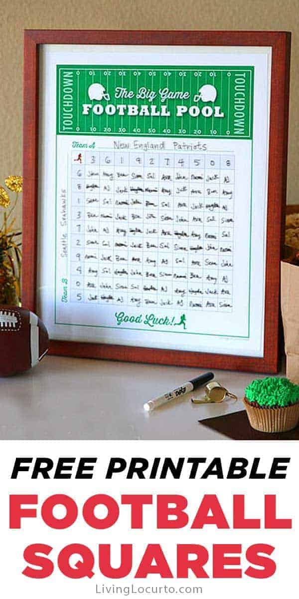 Free Printable 100 Square Grid Football Pool