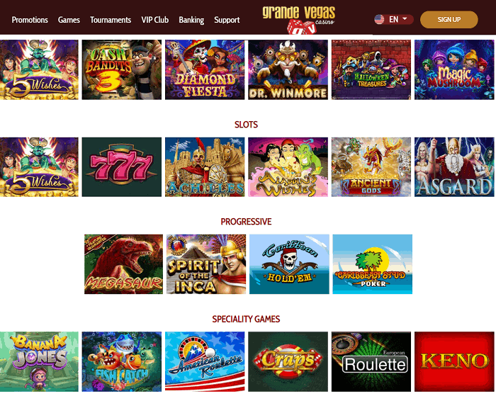 Grande vegas casino no deposit bonus 2019