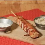 Espetinho frango com bacon