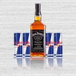 Garrafa de Jack Daniel's com 4 Latas de Red Bull