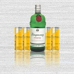 Garrafa de Gin Tanqueray com 4 latas de Red Bull Tropical 